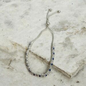 Silver-Tone Bracelet with Blue Accent Stones - Women Jewelry